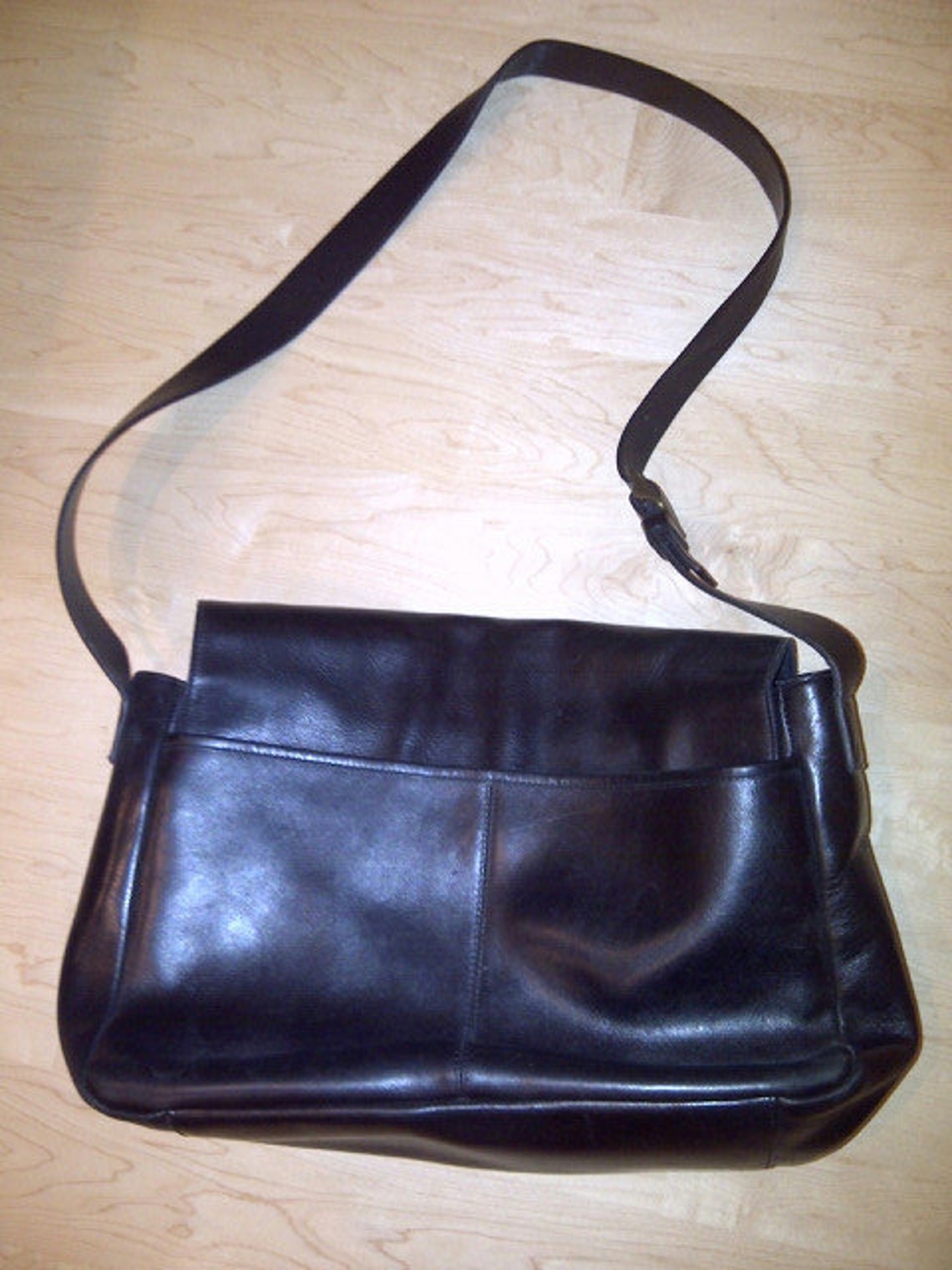 Messenger Bag Large Black Cowhide Etsy