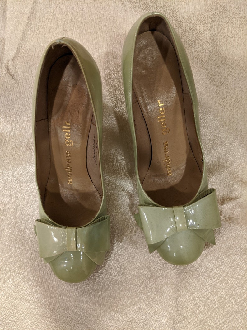 Fabulous Vintage Mint Green Patent Leather Shoes With Bows Etsy