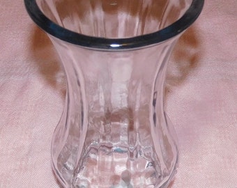 Vintage Clear Glass Panel Pattern Footed Vase