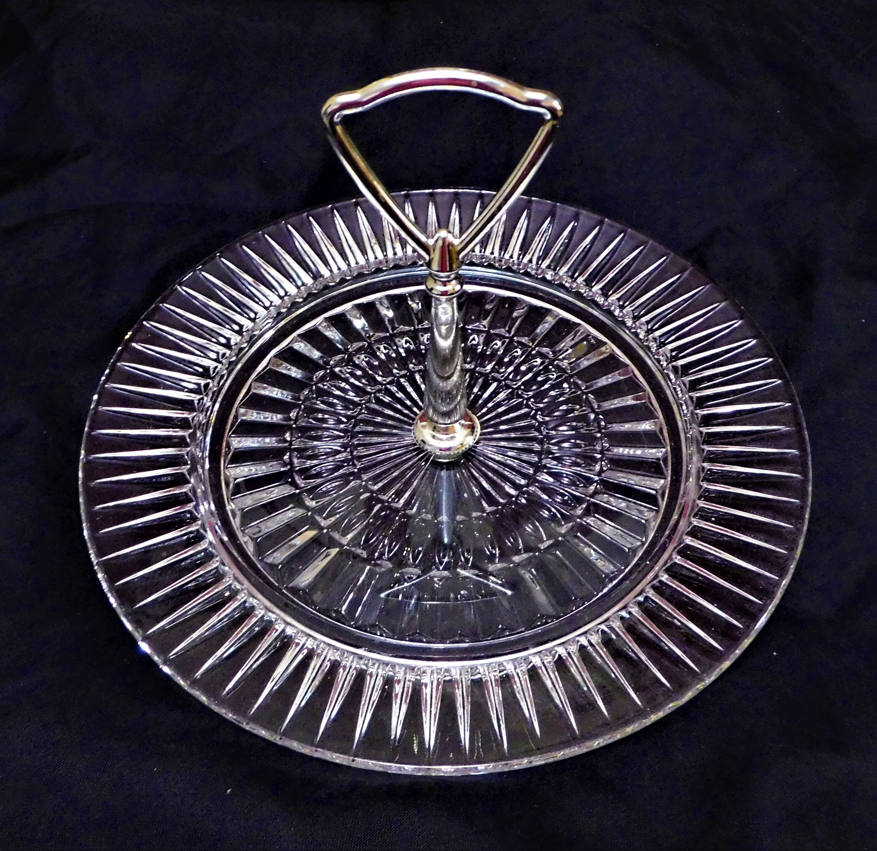 Vintage Crystal Server Plate with Sterling Silver Handle Etsy.de
