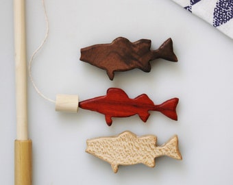 Wooden Fishing Pole with Magnetic Fish! | Wooden Fishing Pole | Fishing Pole Toy | Kids Fishing Pole