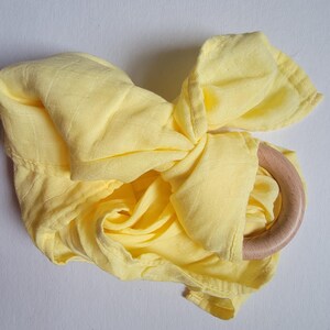 Wooden Ring Lovey | Bright Swaddle Blanket Toy Baby Yellow