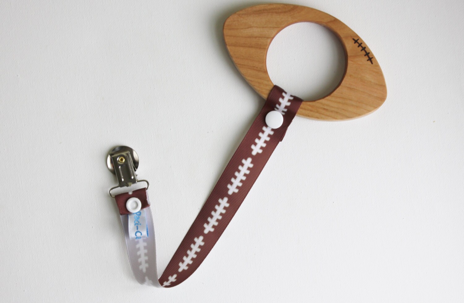 Wooden Football Teether with Football Themed PaciCatcher Etsy
