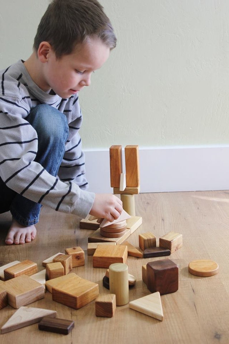 Wooden Block Set Safe for Hand and Mouth Play Wooden Blocks Wooden Toys Building Blocks Toddler Toys image 8