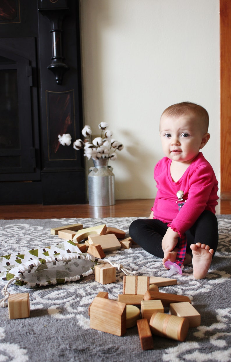 Wooden Block Set Safe for Hand and Mouth Play Wooden Blocks Wooden Toys Building Blocks Toddler Toys image 4