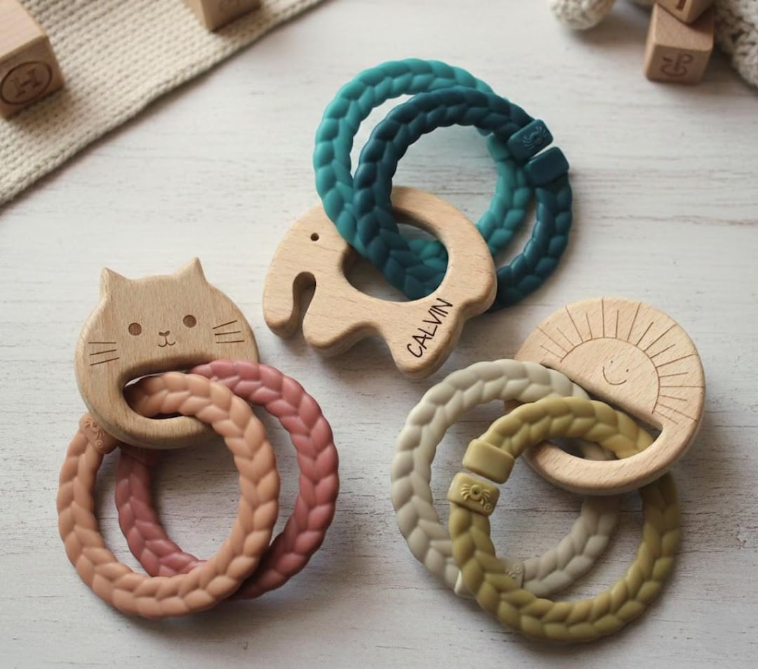 Wooden Rings Rattle Personalized Wooden Rattle With Colorful Rings - Etsy
