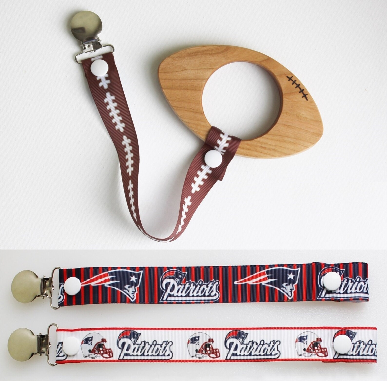 Wooden Football Teether with Football Themed PaciCatcher Etsy