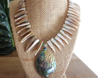 handmade Turquoise and white pierced Exotic 4 length long 60s style dangle earrings Caftan jewelry