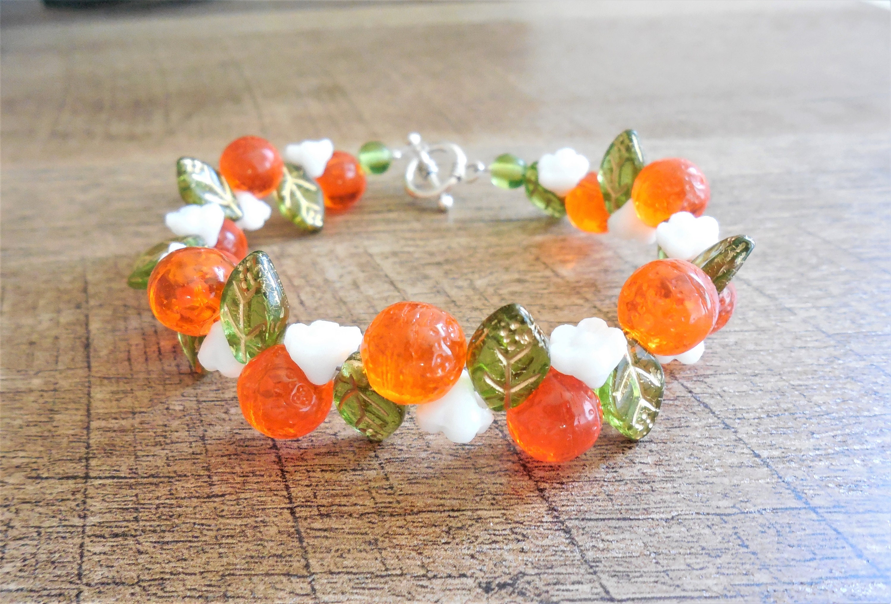 Bracelet Vintage Orange En Plastique - Années 80/90 - Bijou Fantaisie Rétro