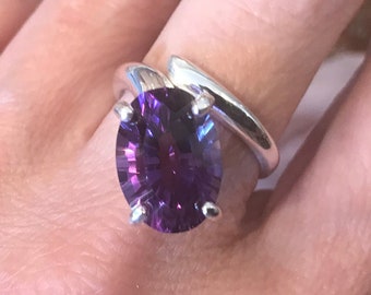 Sterling silver amethyst solitaire can be adjusted 7 8