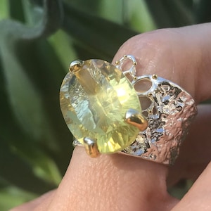 sterling silver lemon quartz band ring 8