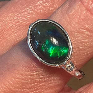 sterlingzilveren natuurlijke betoverende ovale vuuropaal solitaire ring 7,5 inch