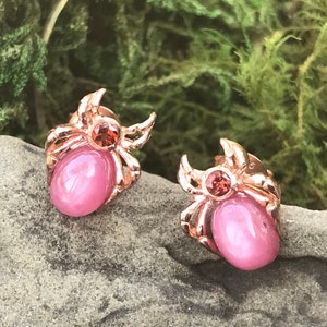 sterling silver rose gold ruby Spider stud earrings