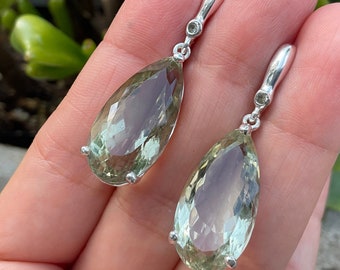 Sterling Silver And Amethyst Pear Fancy Dangle Earrings Sterling Silver And Amethyst Pear Fancy Dangle Earrings