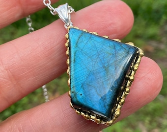 Sterling Silver Labradorite  Pendant Necklace