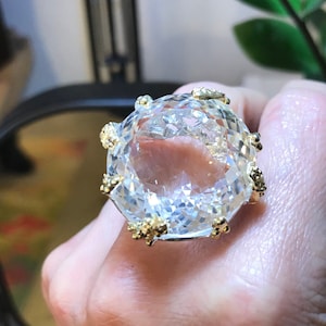 sterling silver natural quartz 55ct  huge statement ring 8