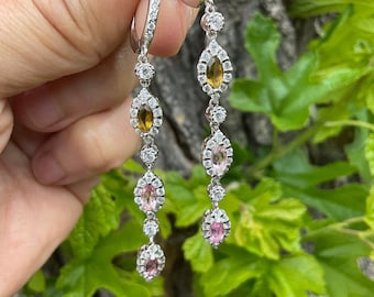 Sterling silver natural marquis tourmaline fancy earrings