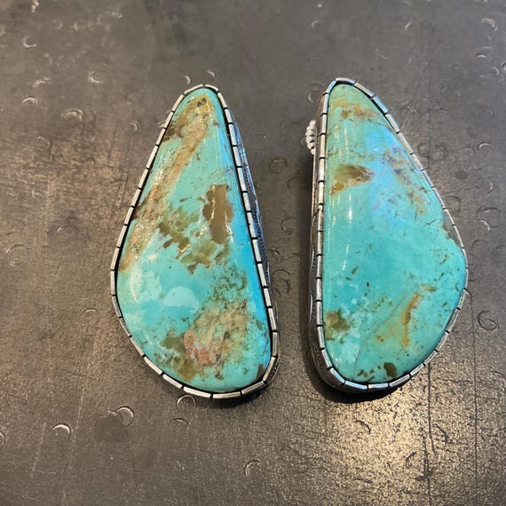 Sterling Silver turquoise statement massive post … - image 7