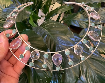 Amethyst Sterling Silver Necklace collar modernist choker