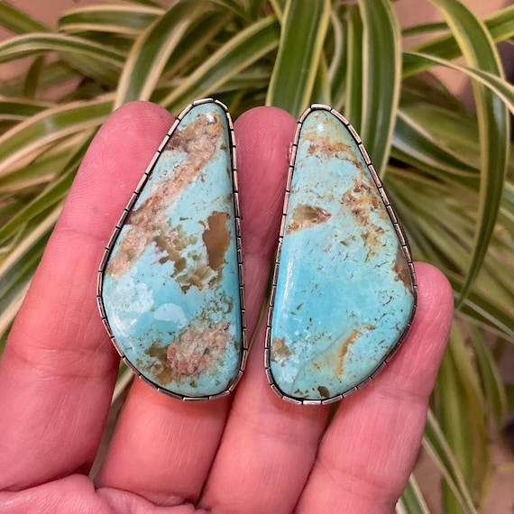 Sterling Silver turquoise statement massive post … - image 9