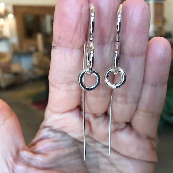 Sterling Silver Modernist Polish Oversize Hooks Earrings 
