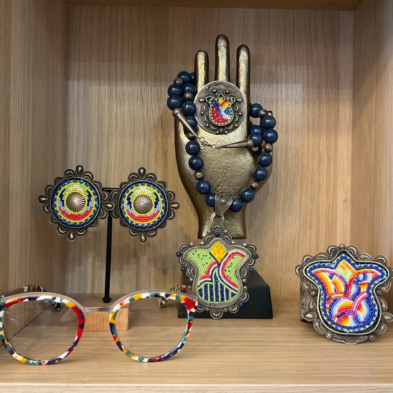 Sterling Silver beaded statement tulip necklace p… - image 8