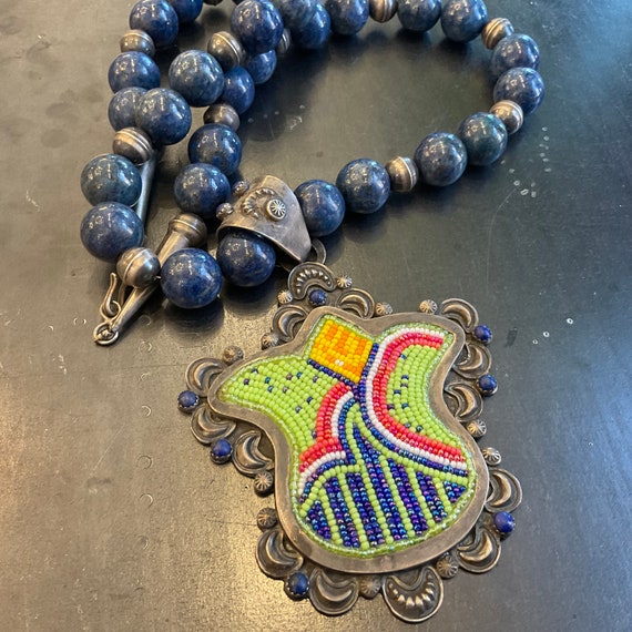 Sterling Silver beaded statement tulip necklace p… - image 7