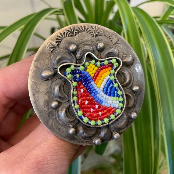 Sterling Silver beaded statement ring bohemian tu… - image 8