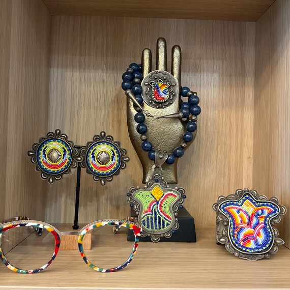 Sterling Silver beaded statement ring bohemian tu… - image 7