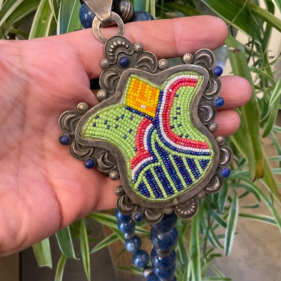 Sterling Silver beaded statement tulip necklace p… - image 9