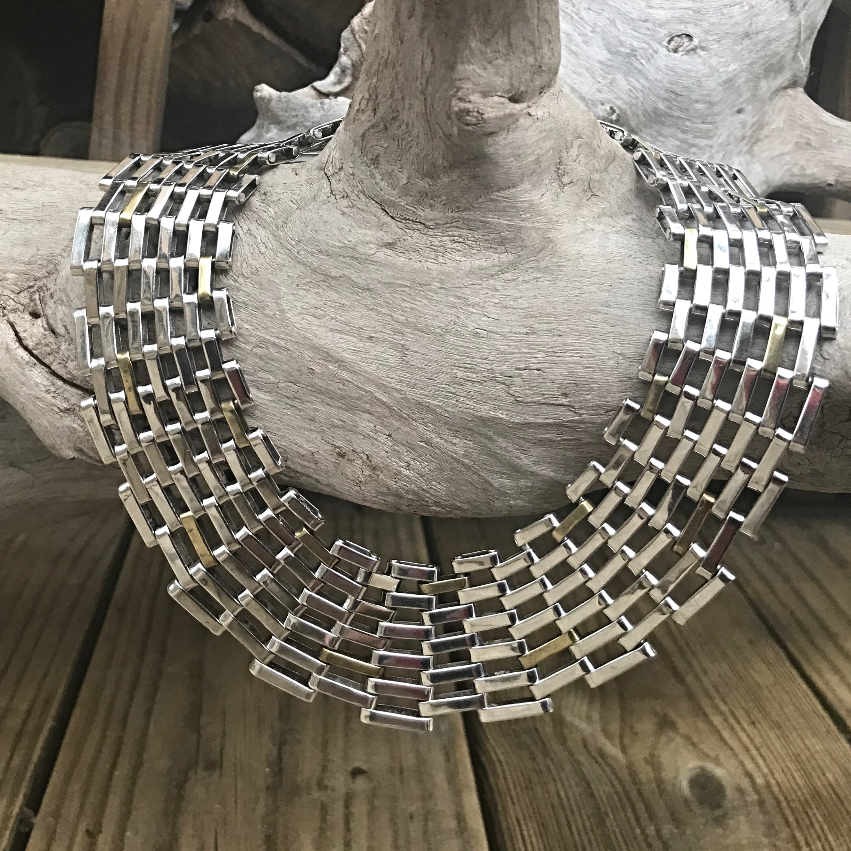 Collier ras du cou argent - chaîne mailles alternées