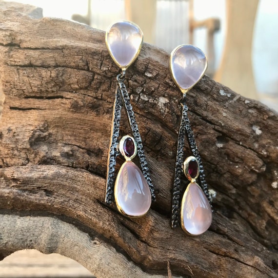 Etsy rose shop quartz earrings
