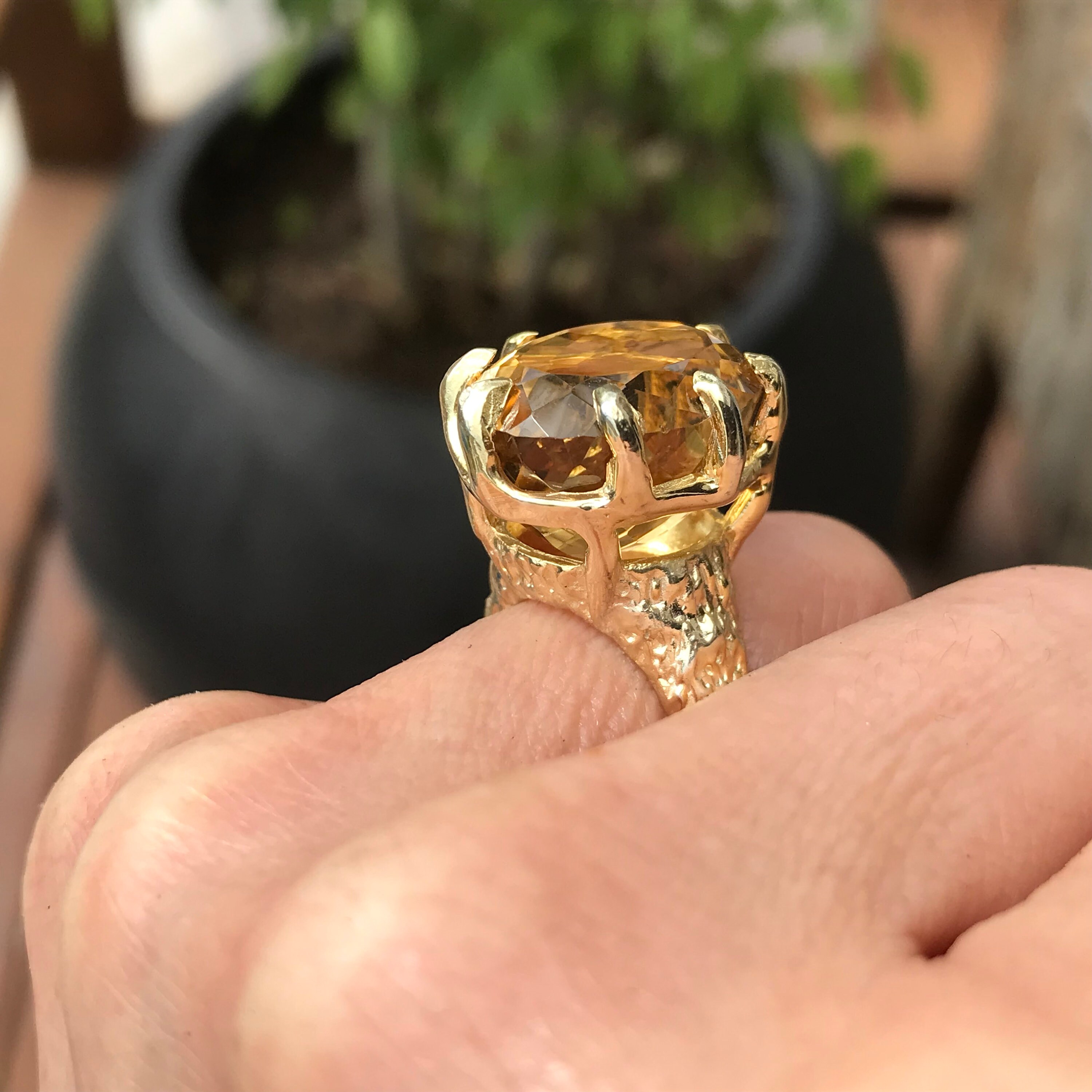 Sterling Silver Natural Citrine Gold Natural Organic Art Ring 5.5 Etsy