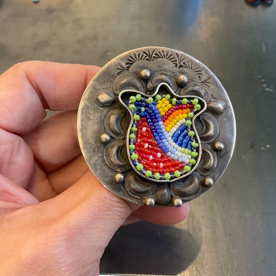 Sterling Silver beaded statement ring bohemian tu… - image 3