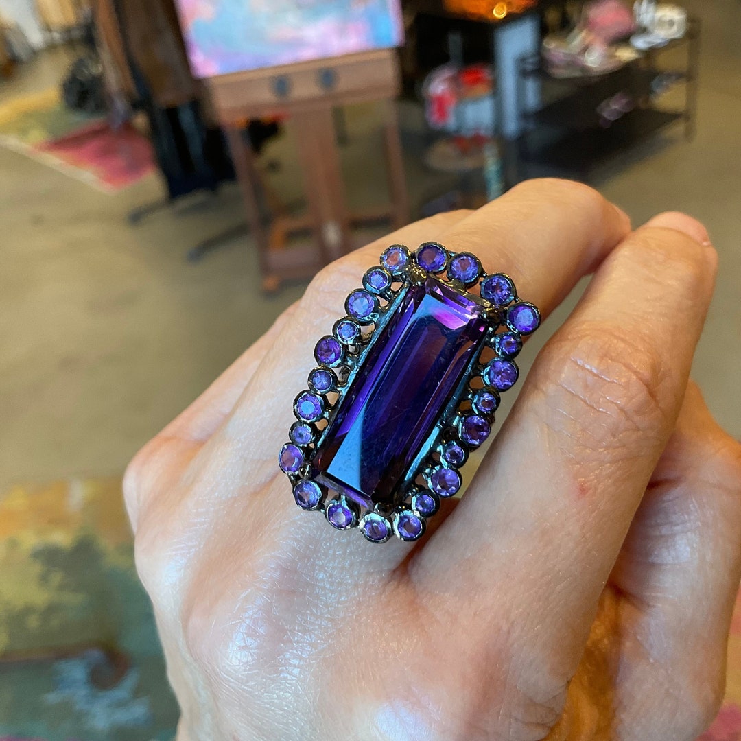 One Baguette Stone Sterling Silver Ring plated in 18K Gold main image 0