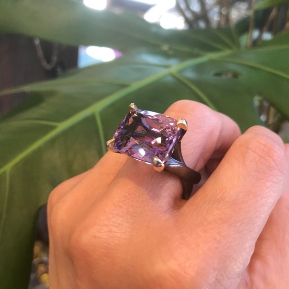 Solitaire amethyst shop ring