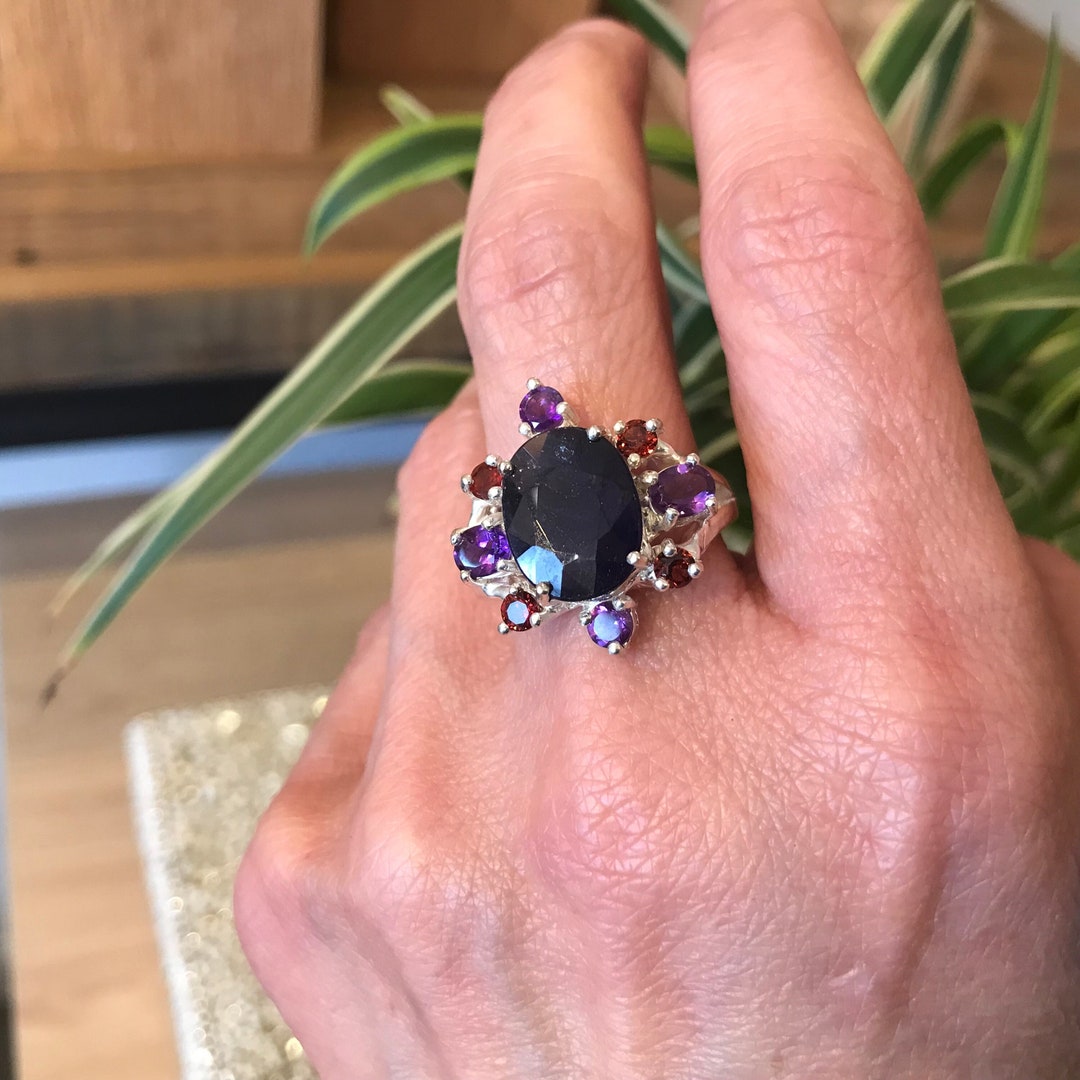 Bague Argent Sterling Et Améthyste - Taille 9 - Occasion (déjà Portée)