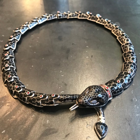 Vintage メキシコ製TAXCO シルバー925 スネークネックレス