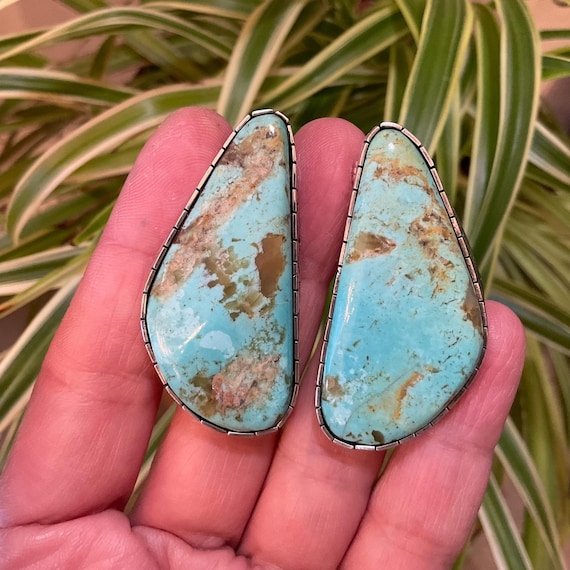 Sterling Silver turquoise statement massive post … - image 8