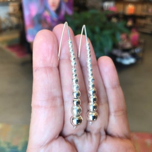 sterling silver Modernist polish ball hook Earrings