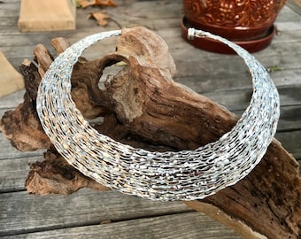 Sterling silver Abstract Choker Modernist necklace collar