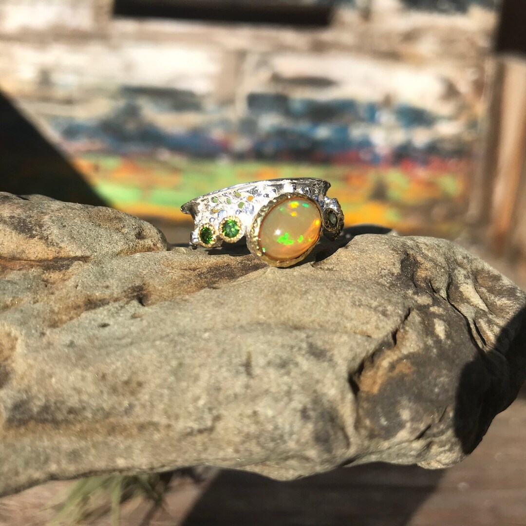 Anillo Ajustable Plata 925 Ópalo Joya Mujer Moda Vintage | Cuotas Sin Interés