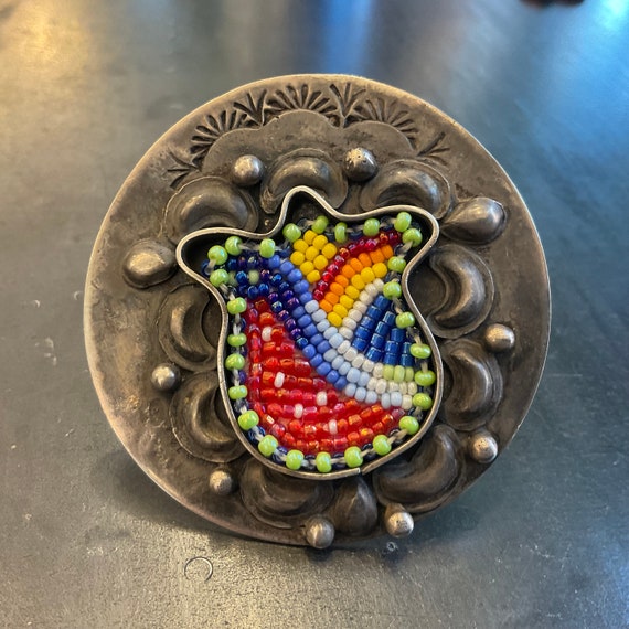 Sterling Silver beaded statement ring bohemian tu… - image 5