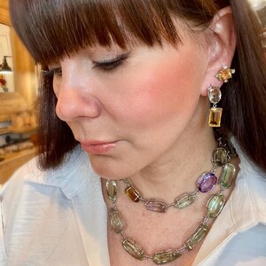 Gemstone Sterling silver green amethyst statement necklace image 10