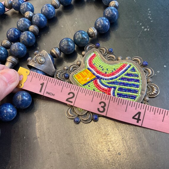 Sterling Silver beaded statement tulip necklace p… - image 6