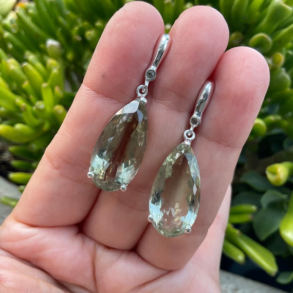 Sterling Silver And Amethyst Pear Fancy Dangle Earrings Sterling Silver And Amethyst Pear Fancy Dangle Earrings