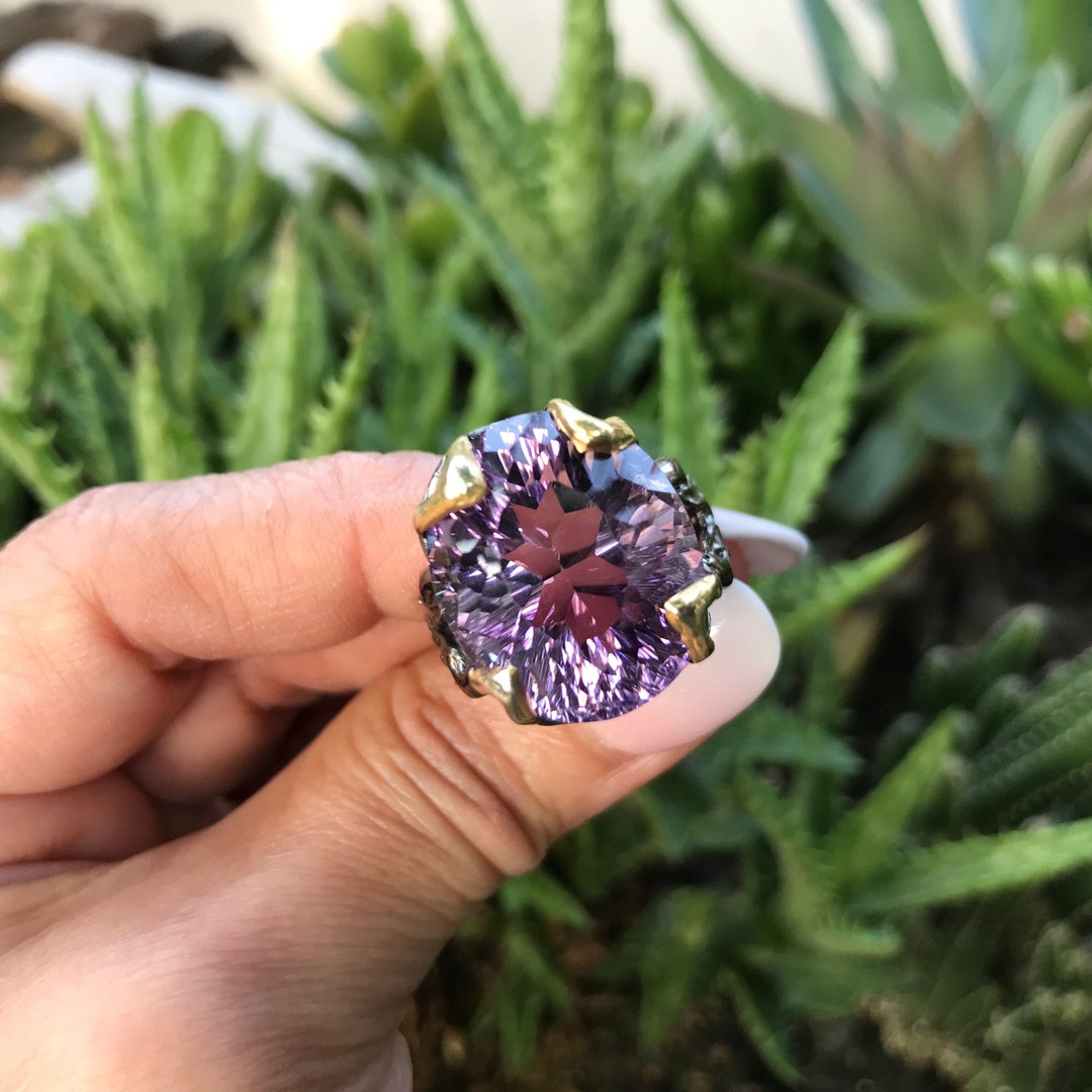 Sterling Dark Amethyst Huge 32ct Statement Solitaire Ring 8.5 -  Norway