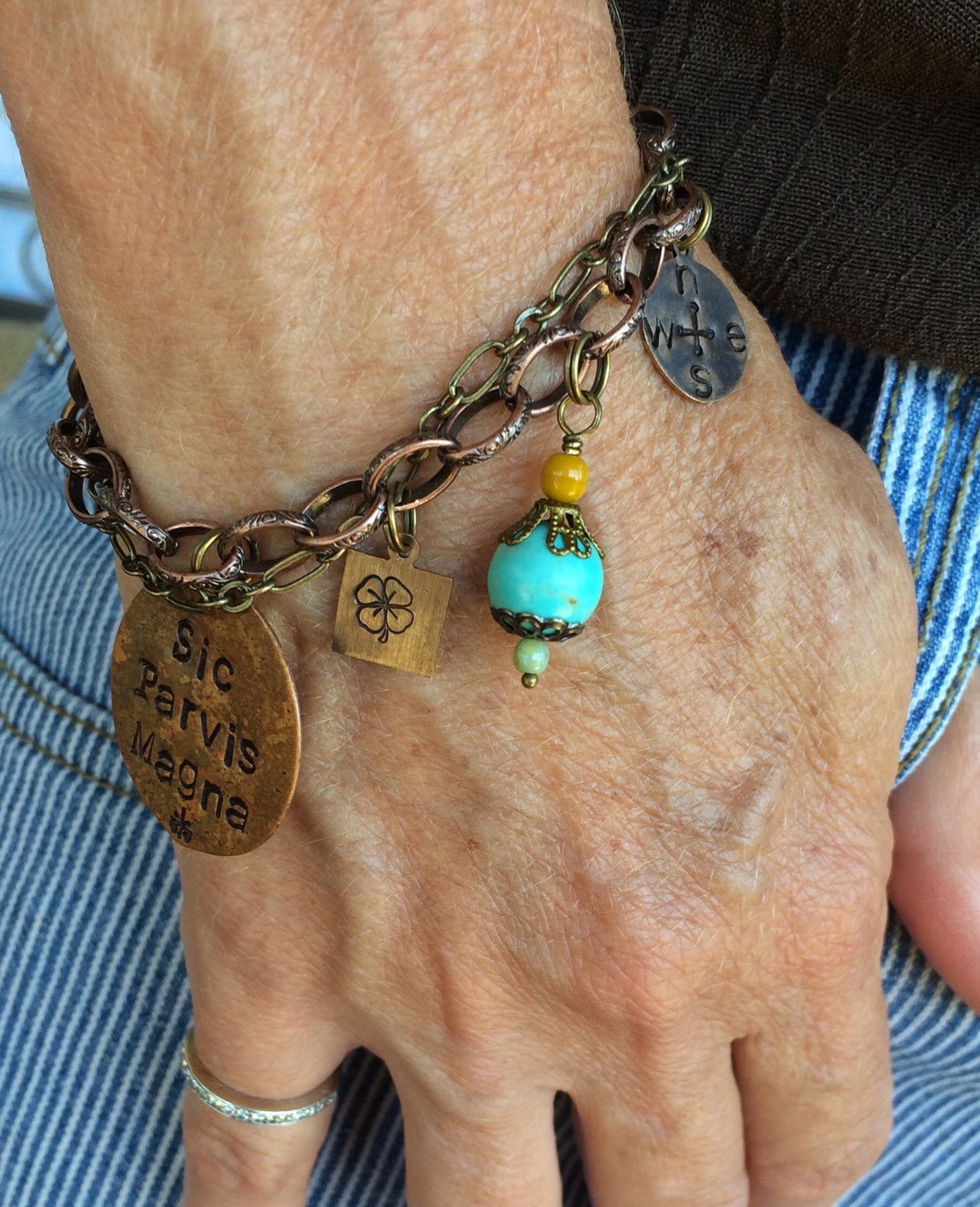 Boho Gypsy Charm Bracelet.personalized Custom Organic Design. Etsy