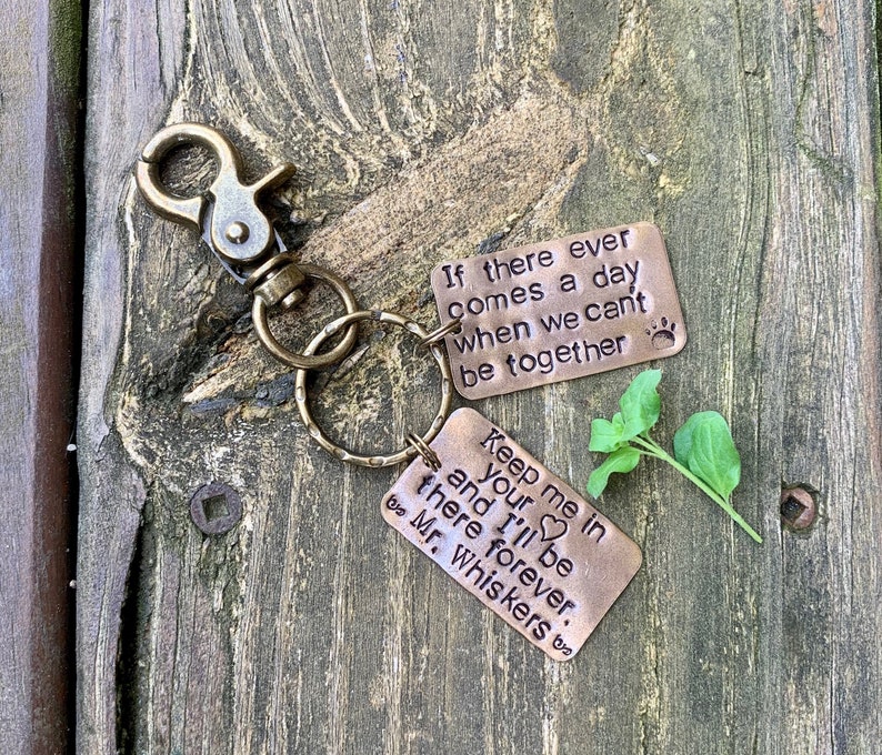 Furry Friends. Mans Best Friend Mourning and Grieving Loss of Pet In Memory of a Cat Key Chain Pet Memorial Remembrance of your Cat