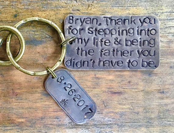 Special Stepdad Glass Top Key Chain Stepfather Personalized Father/'s Day Gift